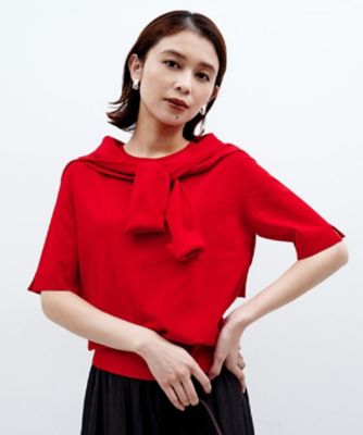 アンサンブル可／薄手／洗える】5分袖クルーニット