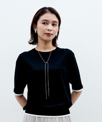 アンサンブル可／薄手／洗える】5分袖クルーニット