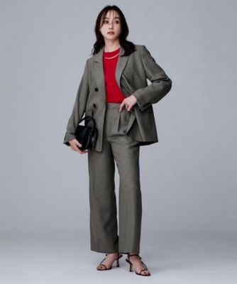 セットアップ可／オフィスカジュアル】ウールライク ワイドパンツ