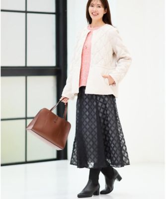 ウエストリボン付き】フラワー柄シアーフレアスカート