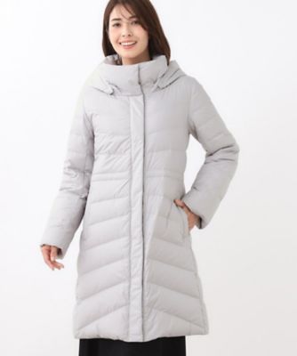 SS－4Lサイズ／ウエスト調整可】フーデッドロングダウンコート 
