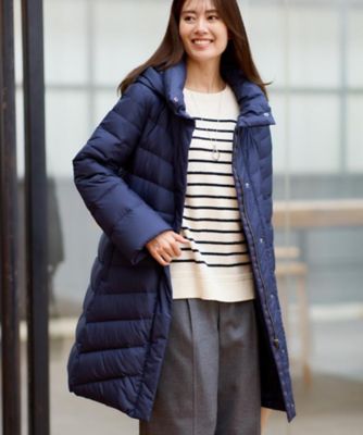 Reflect (Women)/リフレクト【定番人気/ウエスト調整可】フーデッドロングダウンコート(2002508968) アオ094 コート・ジャケット【三越伊勢丹/公式】