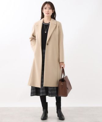 選べる6色】テーラードカラーロングウール混コート