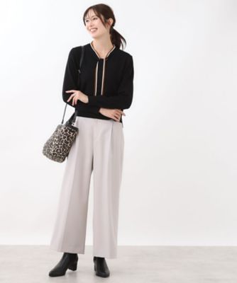 秋映え／なめらかな着心地】バイカラーボウタイ付きニット