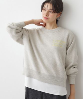 洗える】メッセージ刺繍入りジャカードニット（2002525398
