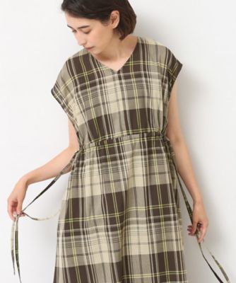 【SALE】Dessin (Women)/デッサン ウエストドロスト付きチェック柄ワンピース(2002525419) チャ243 ワンピース・ドレス【三越伊勢丹/公式】