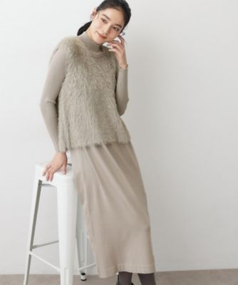 ＜Dessin (Women)＞【２点セット・洗える】シャギーベストニットワンピース（２００２５２５６１２）