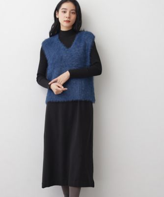 2点セット・洗える】シャギーベストニットワンピース