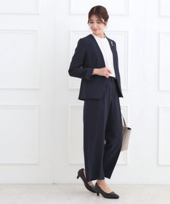 リフレクト／定価3.8万円 日本製 アンゴラウール ノーカラーショートジャケット フォーマル／入卒／セットアップ可】ノーカラージャケット