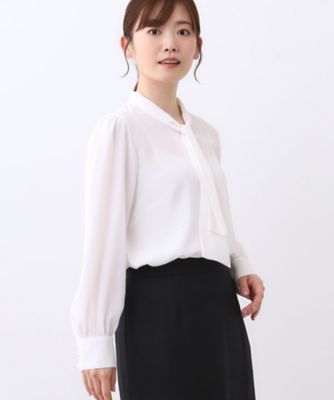 ＜Reflect (Women)＞【きちんと見え／通勤／セレモニーにおすすめ◎】ドット柄ボウタイブラウス（２００２５２６０５５）