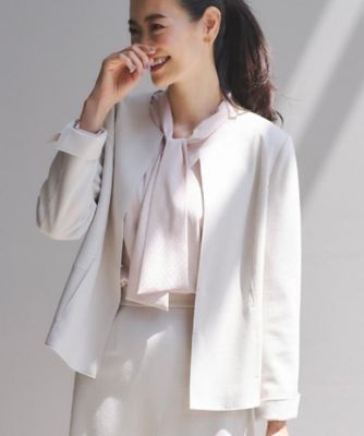 theory luxe 25SS シアサッカー素材ドット柄ボウタイブラウス　白 theory luxe 25SS シアサッカー素材ドット柄ボウタイブラウス 白