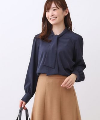 Reflect (Women)/リフレクト【きちんと見え/通勤/セレモニーにおすすめ◎】ドット柄ボウタイブラウス(2002526055) アオ094 トップス【三越伊勢丹/公式】