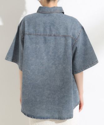 【Ｓ－ＬＬ】こなれ感ある着こなしに　ケミカルウォッシュ５分袖デニムシャツ（２００２５２６５９８）