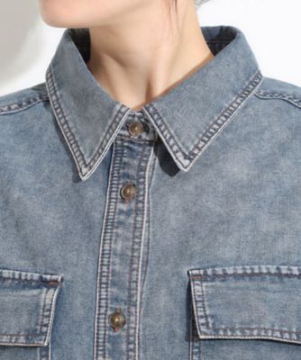 【Ｓ－ＬＬ】こなれ感ある着こなしに　ケミカルウォッシュ５分袖デニムシャツ（２００２５２６５９８）
