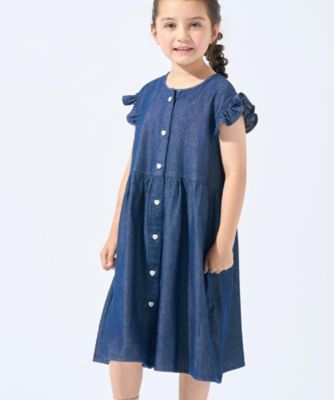 【SALE】SHOO・LA・RUE (Baby & Kids)/シューラルー【100-150cm/ひんやり】ハートボタンデニムワンピース(2002526648) アオ093 ワンピース・ドレス【三越伊勢丹/公式】