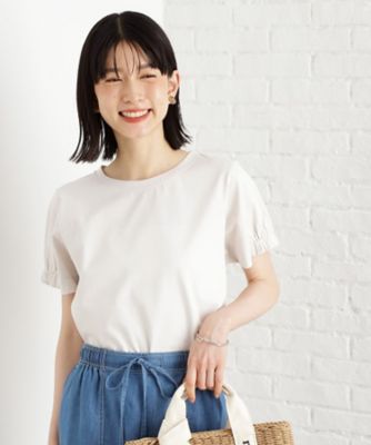 ＜THE SHOP TK (Women)＞袖タックＴシャツ【接触冷感／毛玉になりにくい／ＵＶ】（２００２５２６７３０）