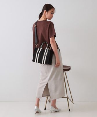 anewトップス白と黒♡2枚まとめました 2WAY】ラインハンドルスクエアニットミドルトートバッグ