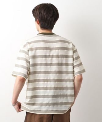 変形ボーダー半袖Ｔシャツ【洗濯機ＯＫ】（２００２５２６８９０）