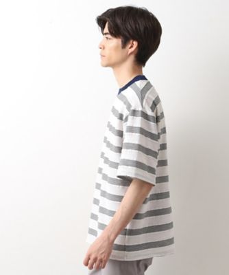変形ボーダー半袖Ｔシャツ【洗濯機ＯＫ】（２００２５２６８９０）