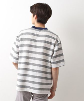 変形ボーダー半袖Ｔシャツ【洗濯機ＯＫ】（２００２５２６８９０）