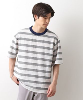 変形ボーダー半袖Ｔシャツ【洗濯機ＯＫ】（２００２５２６８９０）
