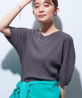 【SALE】INDIVI (Women)/インディヴィ【二の腕カバー/スタイルアップ】ドライタッチストレッチニット(2002526891) グレー014 トップス【三越伊勢丹/公式】