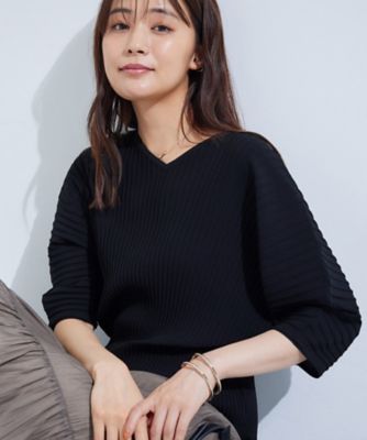 【SALE】INDIVI (Women)/インディヴィ【二の腕カバー/スタイルアップ】ドライタッチストレッチニット(2002526891) クロ019 トップス【三越伊勢丹/公式】