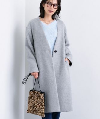 美品✨大きめ✨INDIVI✨ウールアルパカ混ロングコート　82500円　日本製 sankyo shokai ロングコート アルパカ レディース フォックス