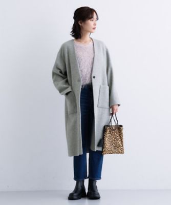 軽量／ウール混】ライトフォルム ロングコート