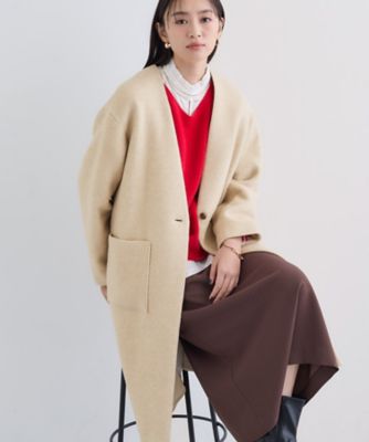 軽量／ウール混】ライトフォルム ロングコート