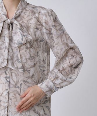 手洗い可／日本製】花柄ボウタイブラウス（2002527111