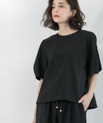 【SALE】OPAQUE.CLIP (Women)/オペークドットクリップ ラメストライプタックスリーブブラウス/セットアップ可【洗濯機洗い可/防シワ/吸水速乾】(2002527144) クロ319 トップス【三越伊勢丹/公式】