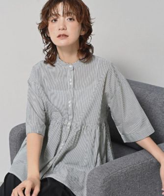 ＜Dessin (Women)＞【洗える／体型カバー】バンドカラーペプラムブラウス（２００２５２７２４８）