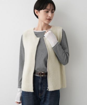 ＜Dessin (Women)＞【洗える】ファーヤーンジップジレ（２００２５２７３０８）