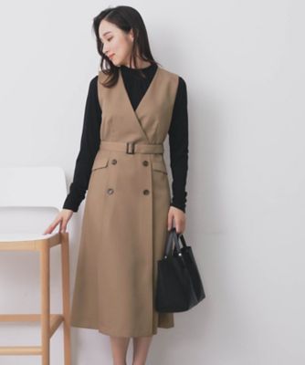 index (Women)/インデックス トレンチディティールワンピース【洗濯機OK/イージーアイロン/防シワ】(2002527424) チャ041 ワンピース・ドレス【三越伊勢丹/公式】