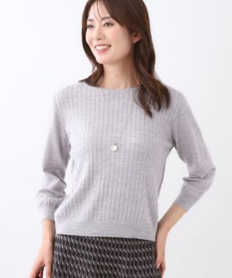 ＜Reflect (Women)＞【ＷＥＢ先行カラーあり／インナーにおすすめ◎／アンサンブル可】すっきり見え縦編み柄ニット（２００２５２７６００）
