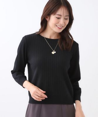 Reflect (Women)/リフレクト【WEB先行カラーあり/インナーにおすすめ◎/アンサンブル可】すっきり見え縦編み柄ニット(2002527600) クロ019 トップス【三越伊勢丹/公式】