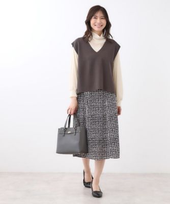 ニットスタイルが華やかに◎】チドリ風プリントフレアスカート