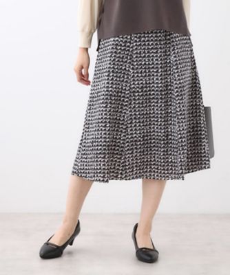 ニットスタイルが華やかに◎】チドリ風プリントフレアスカート