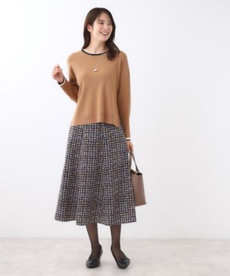 ニットスタイルが華やかに◎】チドリ風プリントフレアスカート