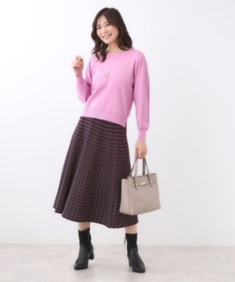 WEB先行カラーあり／セットアップ可】幾何調柄ニットスカート