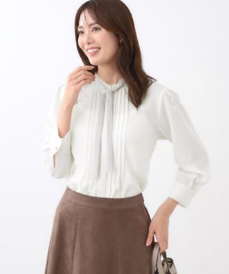 定価26,400円　美品　セオリー　ジョーゼット　5分袖ブラウス 配色ボウタイ付き】八分袖ジョーゼットブラウス（2002527617