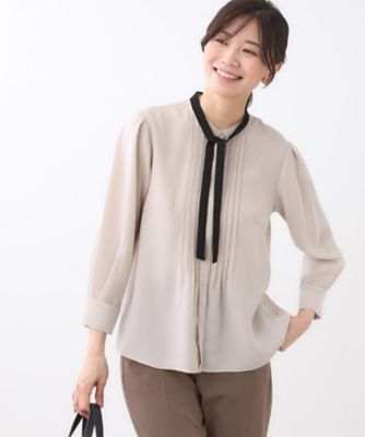 新品タグ付◯ANAYI ジョーゼット配色タイ ブラウス アイボリー 38 ジョーゼット配色 ブラウス | ANAYI/アナイ | 三越伊勢丹