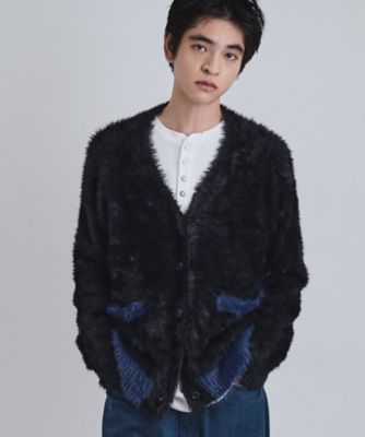 WEB限定】バイカラーフェザーニットカーディガン