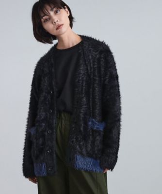 WEB限定】バイカラーフェザーニットカーディガン
