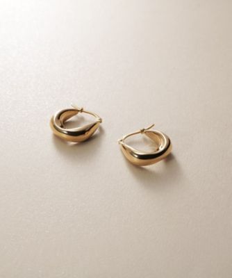 ＜COCOSHNIK (Women)＞Ｋ１０中空カーブインシェイプ　フープピアス（２００２５２８０５４）
