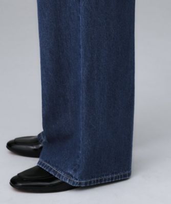 グレー／ブルー／ジーンズ】ソフトワイドデニムパンツ