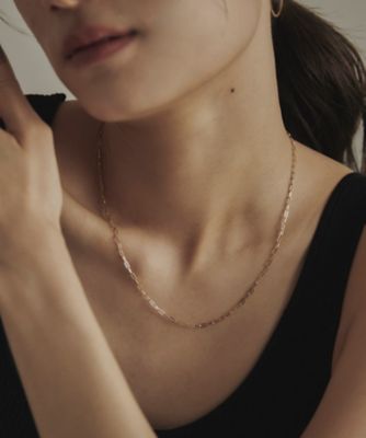 K18中空プリムケーブルチェーン ネックレスS（43cm