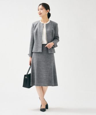 洗えるスーツ／ストレッチ】ウール混ジャージ ノーカラージャケット