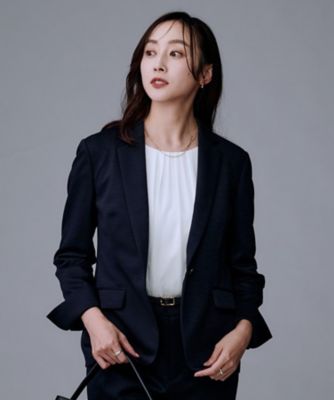 洗えるスーツ／ストレッチ】ウール混ジャージ テーラードジャケット